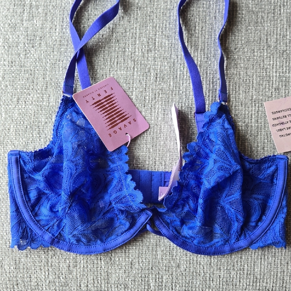 Savage X Fenty Vibrant Blue Lace Bra - Picture 6 of 6